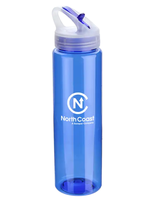 Buddy Blue 32 oz PET Bottle with Flip Lid w/North Coast Logo
