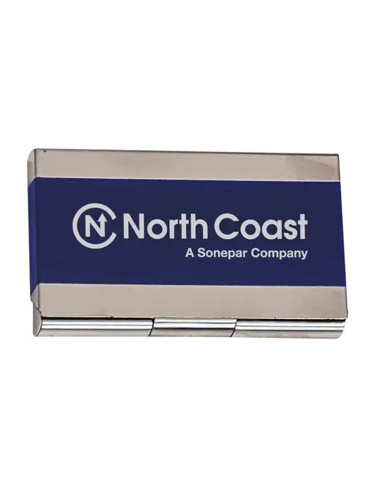 Blue 3.75 x 2.5 Business Card Holder w/North Coast Logo