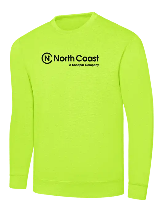 Safety Yellow 7.8 oz Ring Spun Crew Sweatshirt w/North Coast Logo