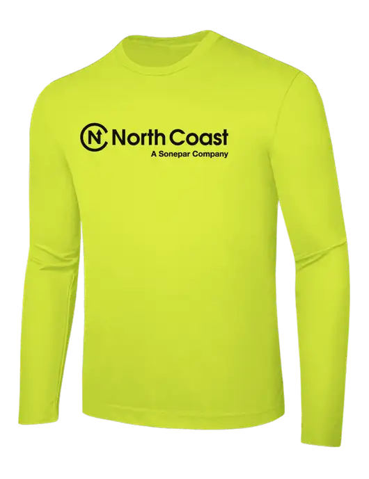 Long Sleeve Safety Yellow PosiCharge Competitor Tee w/North Coast Logo